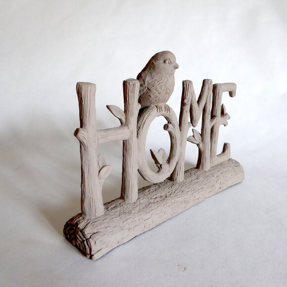 RESIN HOME SPARROW BIRD BRANCH LOG SIGN DECORATION (PRE-OWNED) - Picture 2 of 13